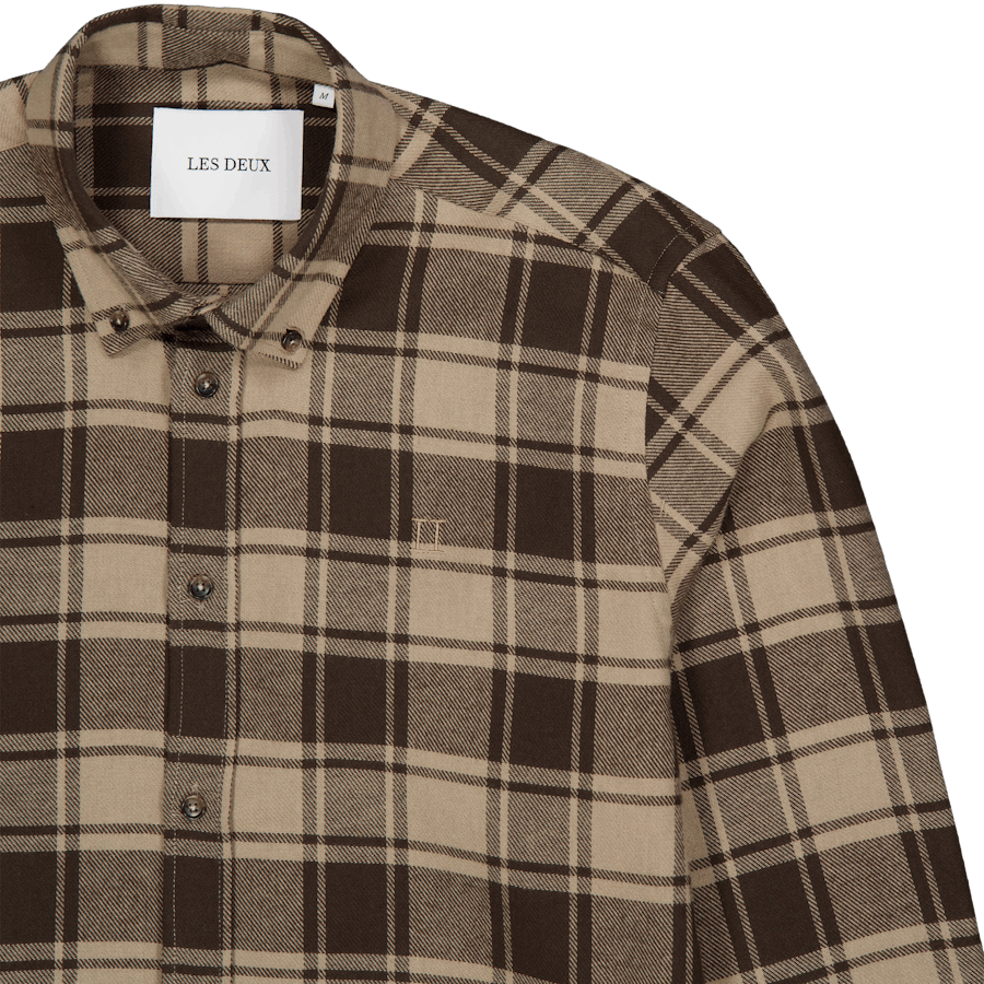 Les Deux Kristian Check Flannel Shirt Coffee