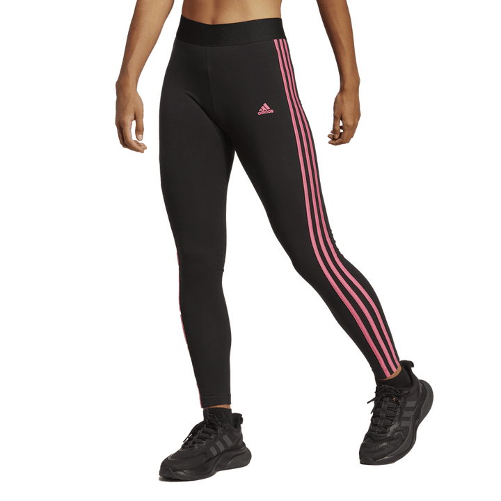 Legíny 3 Stripes Black / Pulse Magenta