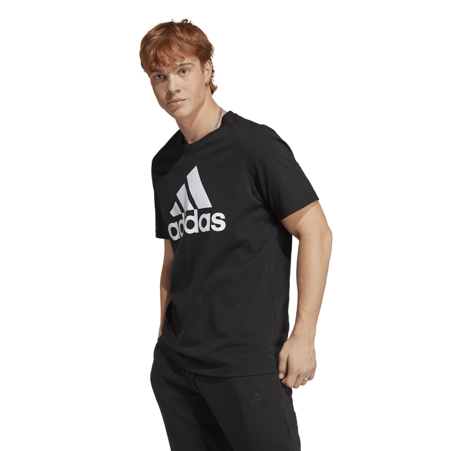 T-shirt Essentials en jersey simple avec grand logo noir/blanc