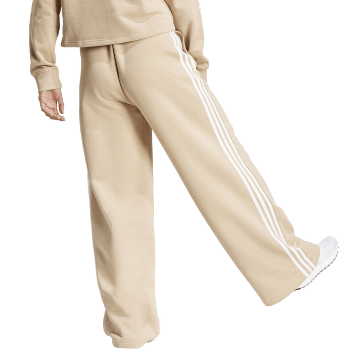 Essentials 3-Stripes Fleece Wide Joggers Beige