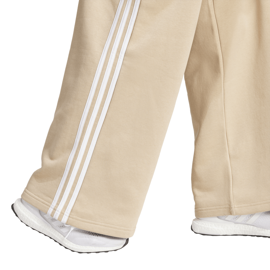 Essentials 3-Stripes Fleece Wide Joggers Beige
