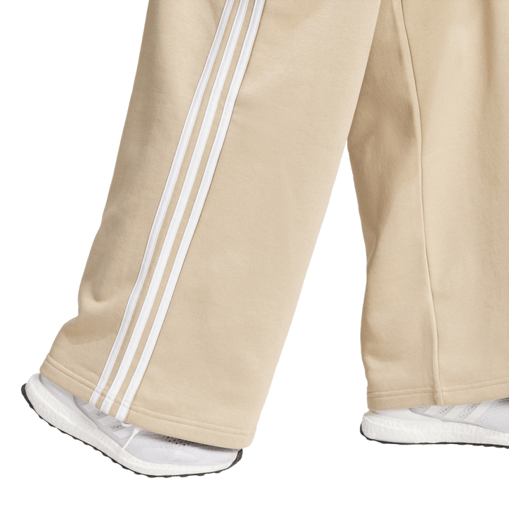 Essentials 3-Stripes Fleece Wide Joggers Beige