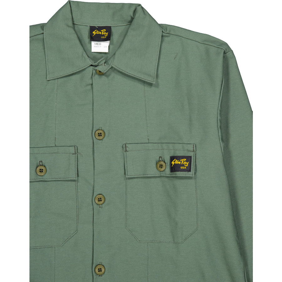 2 Pocket Shirt Olive Sateen