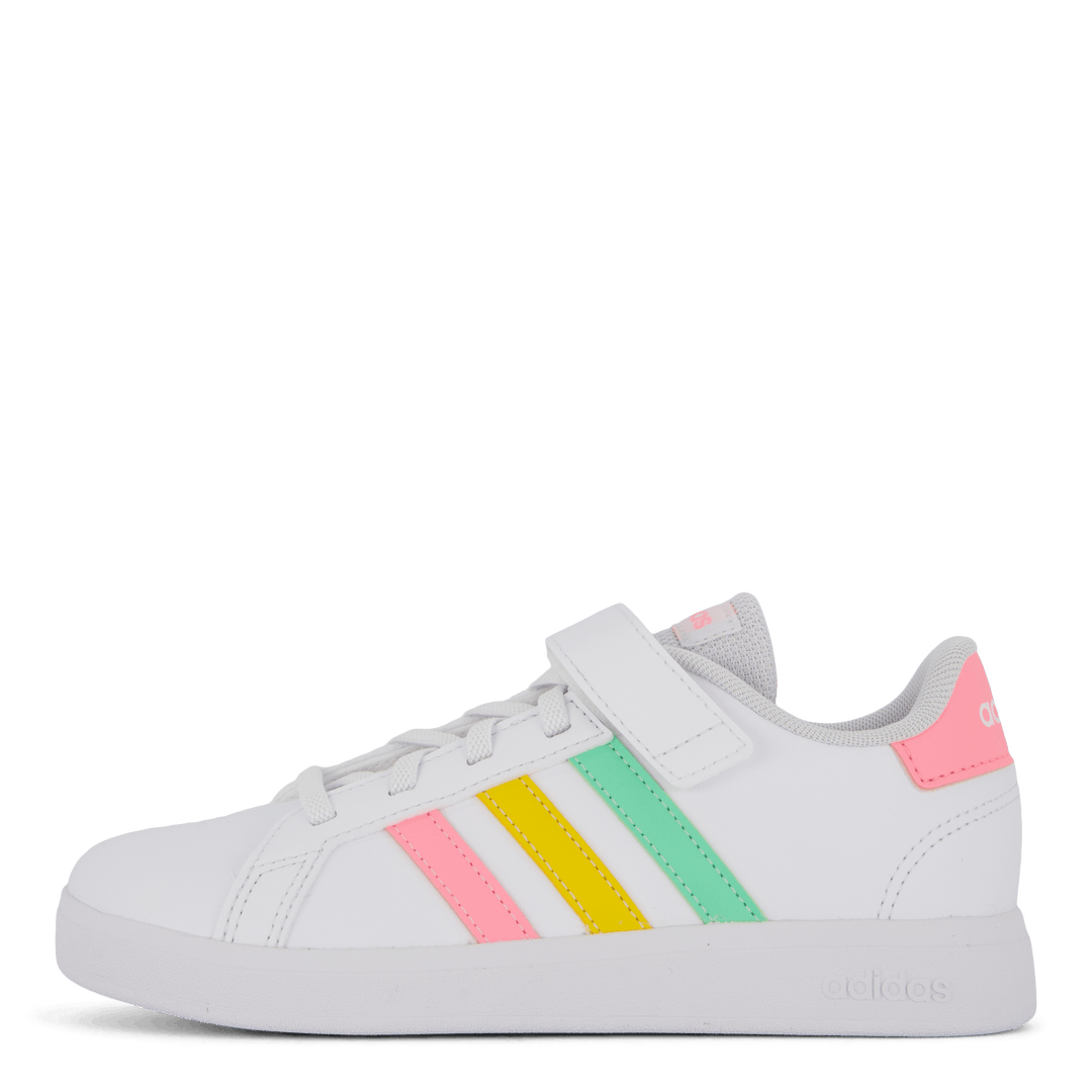 Grand Court Elastic Lace and Top Strap Shoes Cloud White / Pulse Mint / Beam Pink