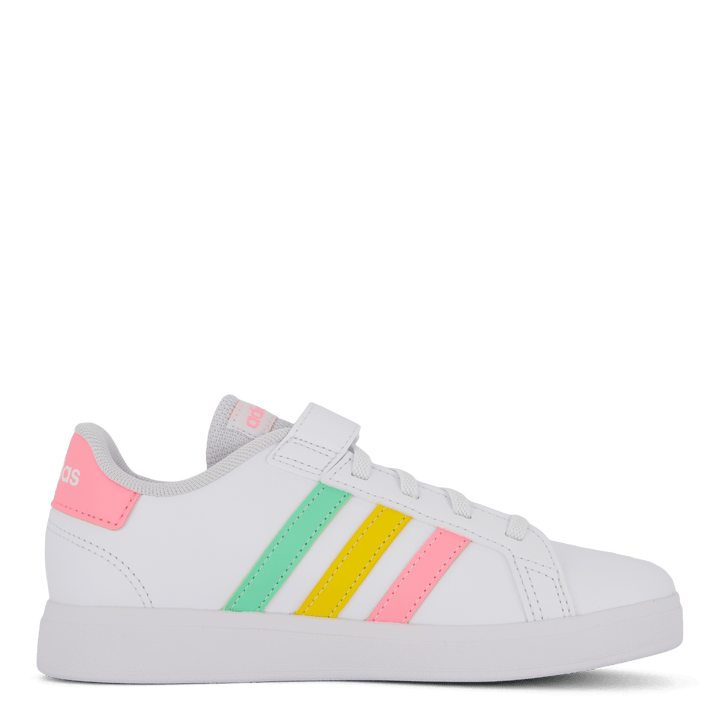 Grand Court Elastic Lace and Top Strap Shoes Cloud White / Pulse Mint / Beam Pink