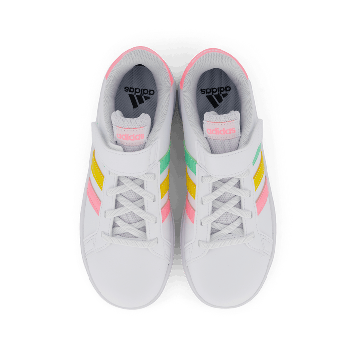 Grand Court Elastic Lace and Top Strap Shoes Cloud White / Pulse Mint / Beam Pink