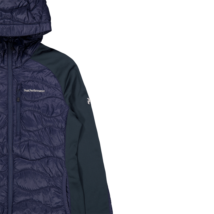 W Helium Down Hybrid Hood Blue Shadow