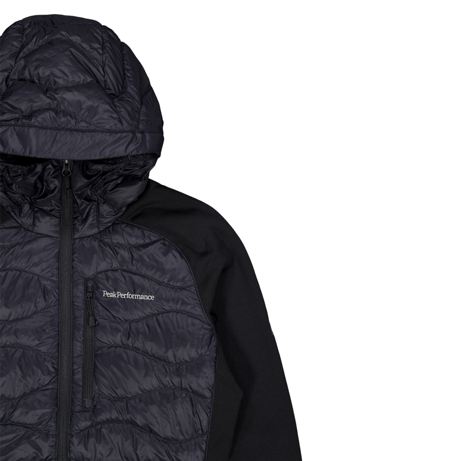 W Helium Down Hybrid Hood Black