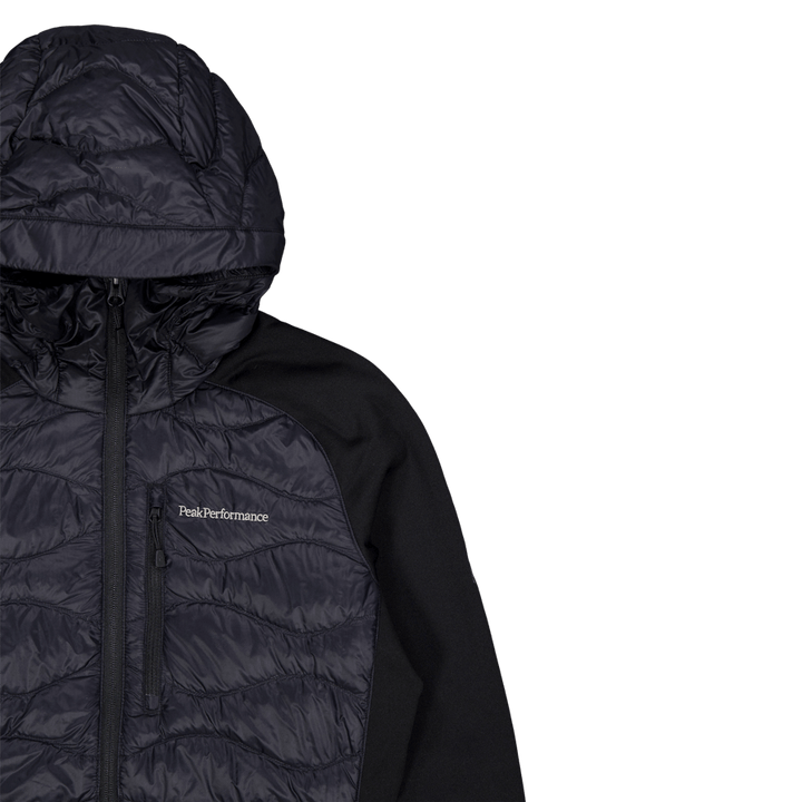 W Helium Down Hybrid Hood Black