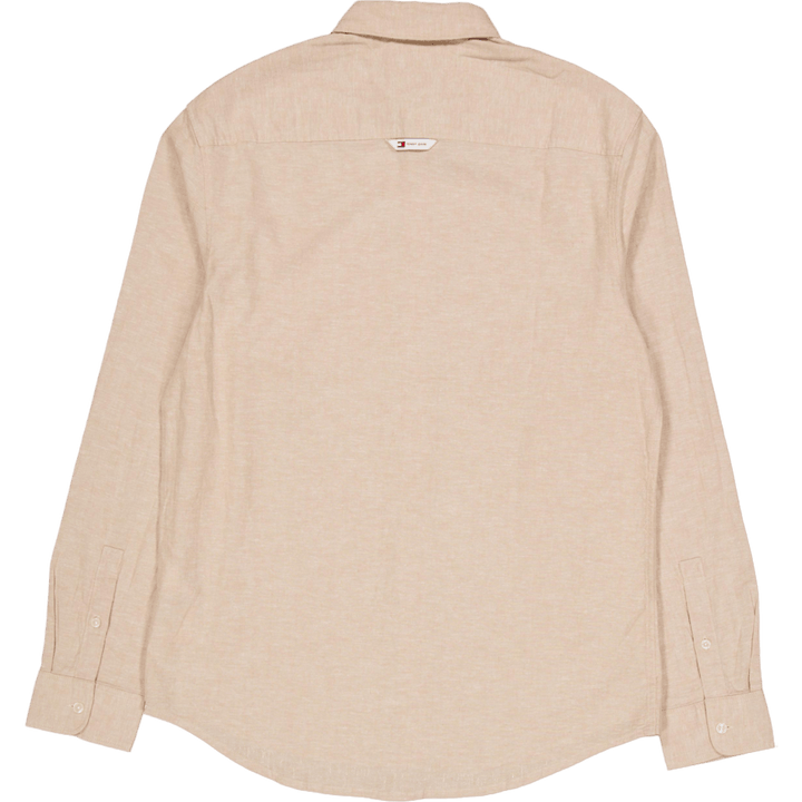 Tjm Reg Linen Blend Shirt Tawny