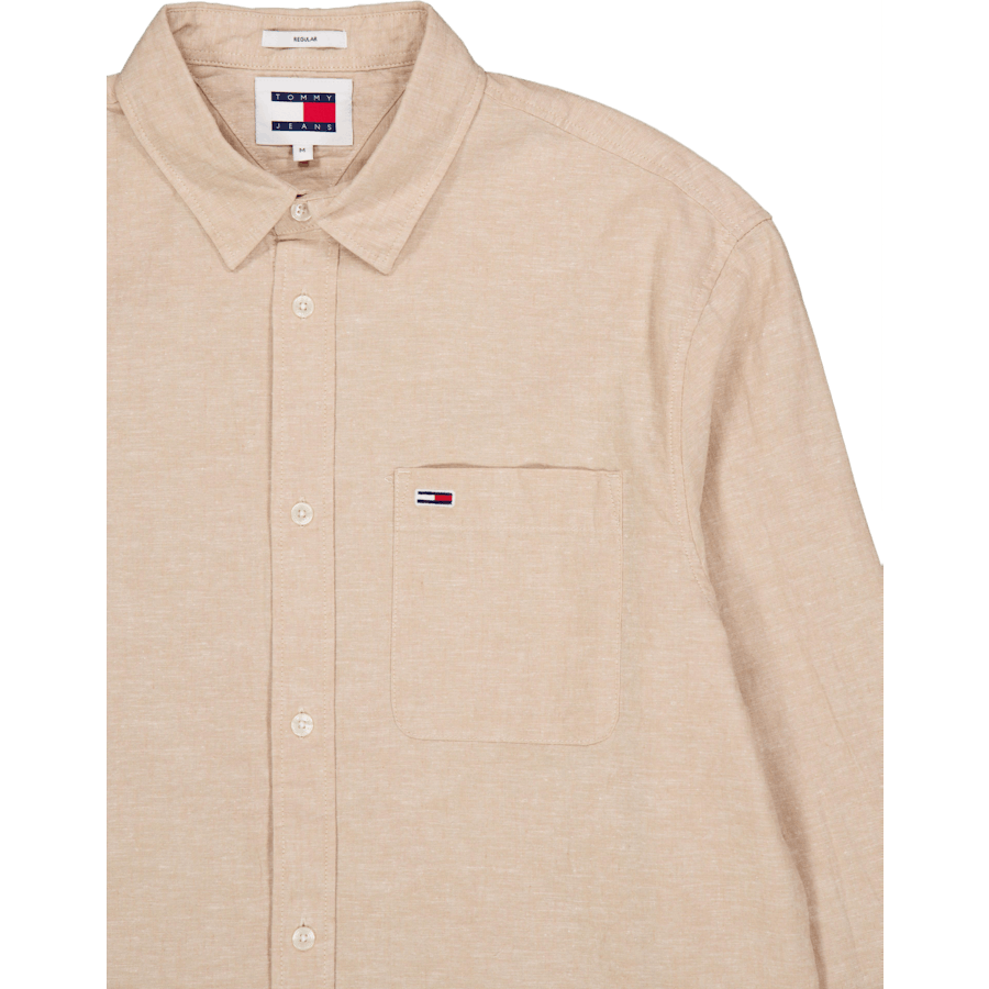 Tjm Reg Linen Blend Shirt Tawny