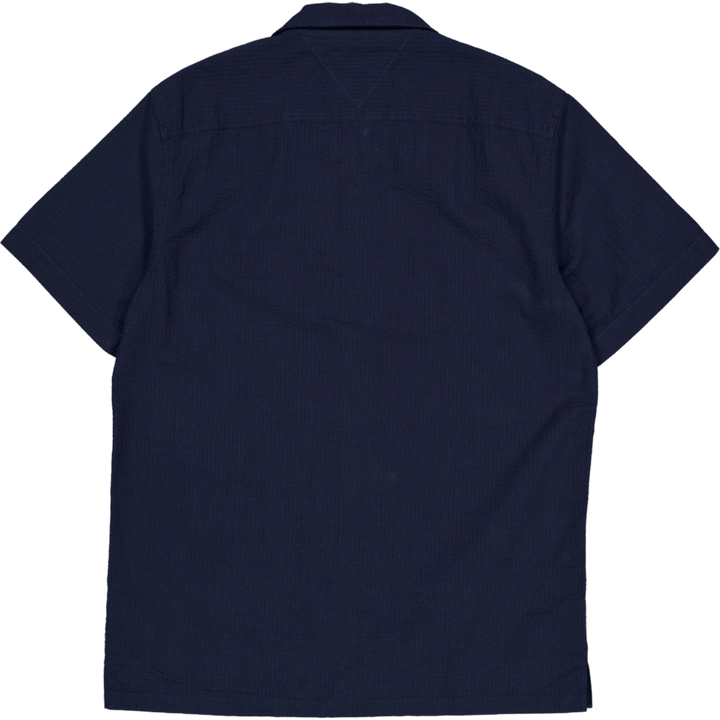 Seersucker ensfarvet skjorte S/s
