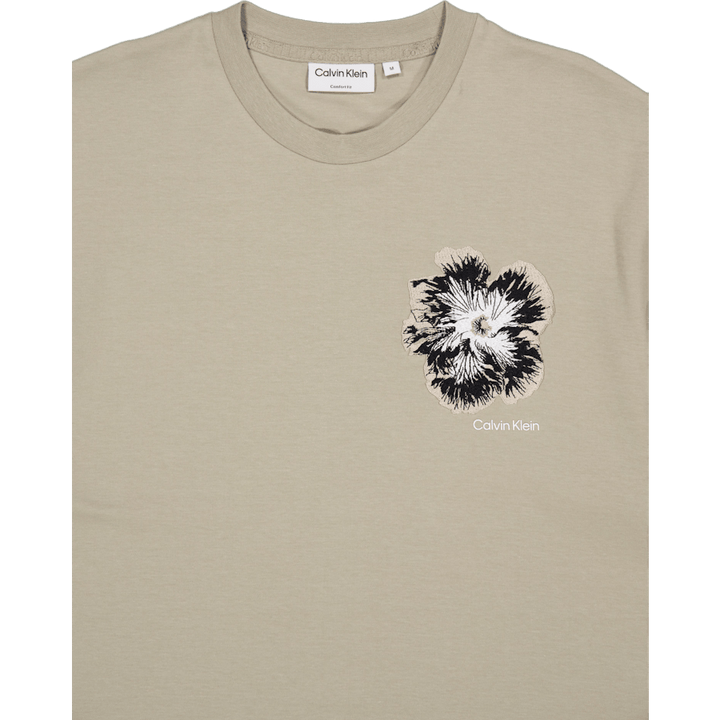 Embroidered Night Flower T-shi Fresh Clay