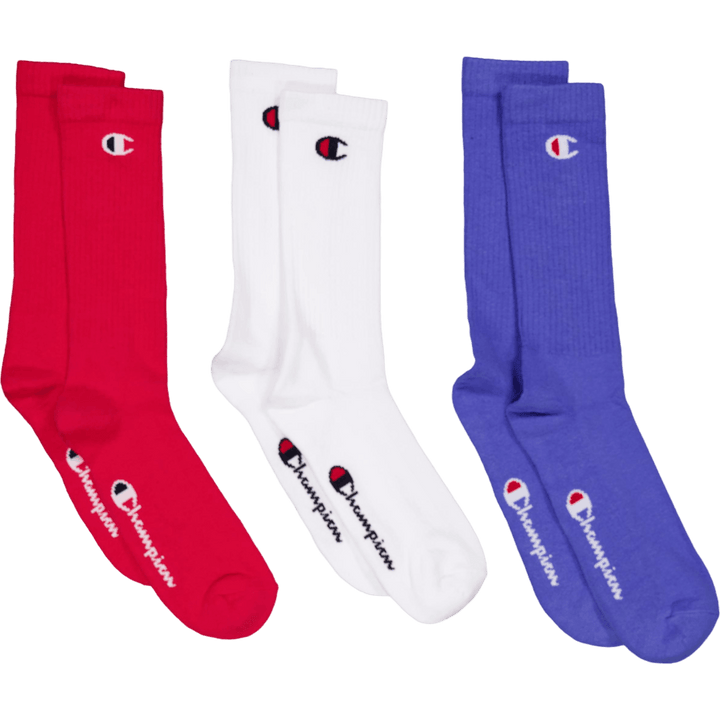 3pk Crew Socks Rox/wht/jen