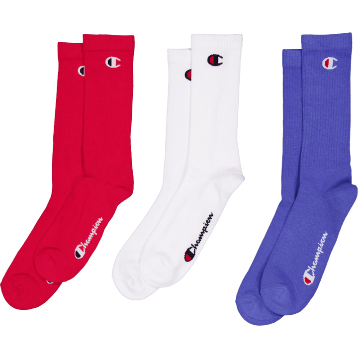 3pk Crew Socks Rox/wht/jen