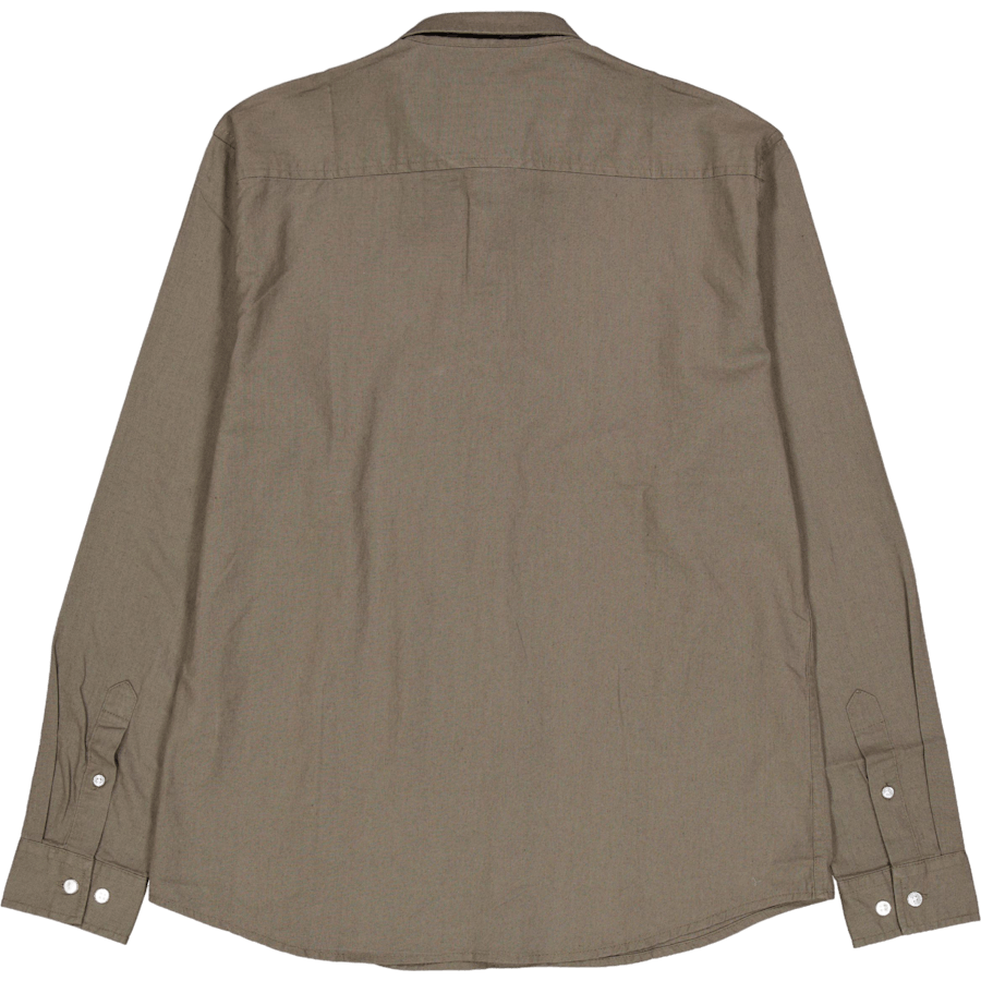 Camicia in cotone/lino L/s verde polvere