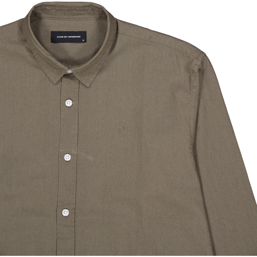 Camicia in cotone/lino L/s verde polvere