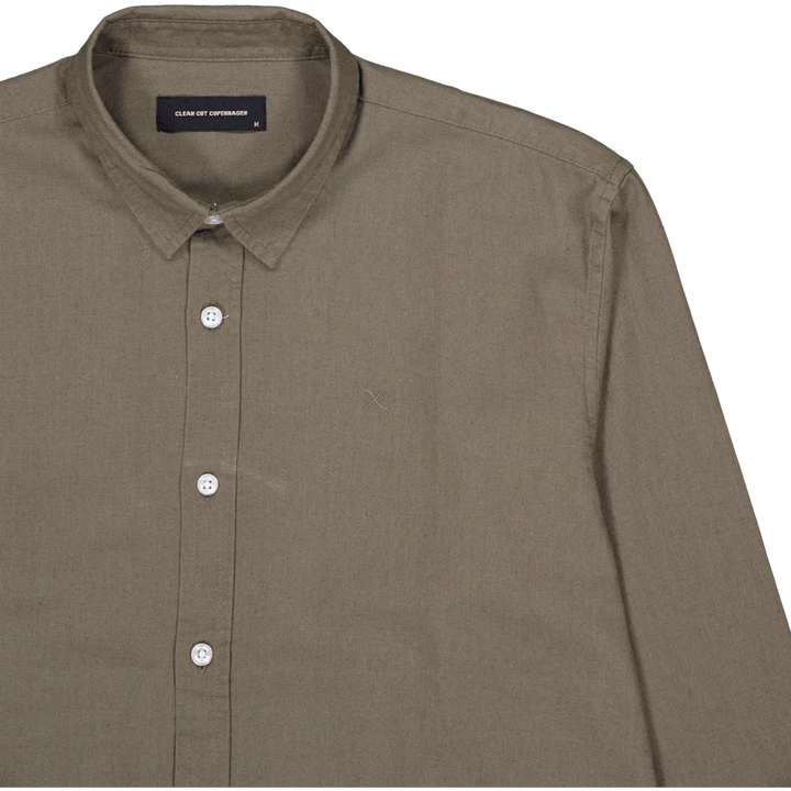 Camicia in cotone/lino L/s verde polvere