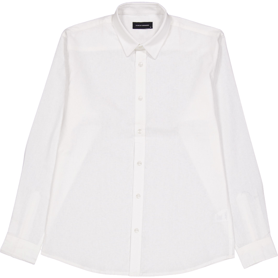 Koszula bawełna / len L/s Biały 02
