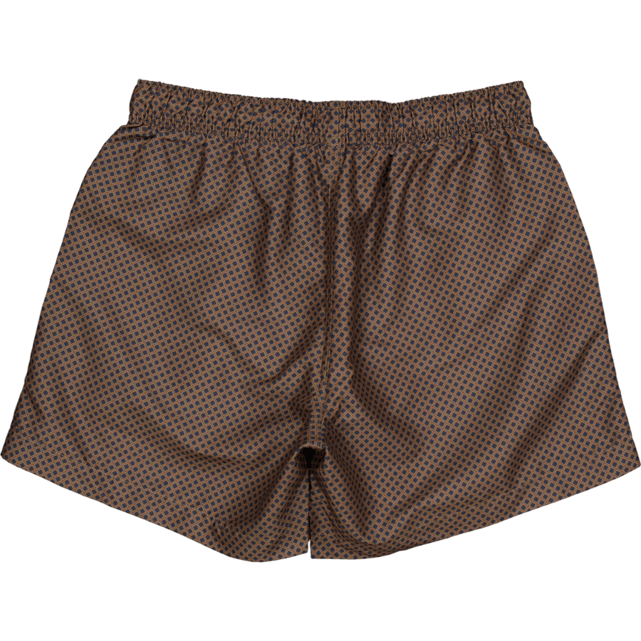 Badeshorts Dark Navy / Orange Square