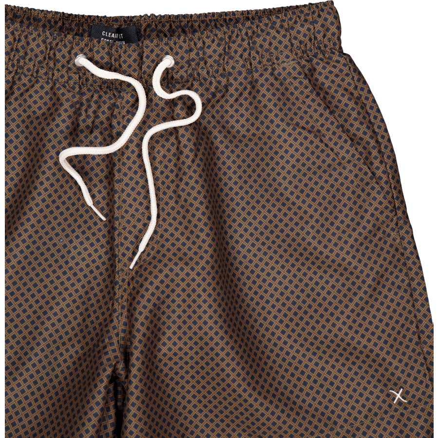Badeshorts Dark Navy / Orange Square