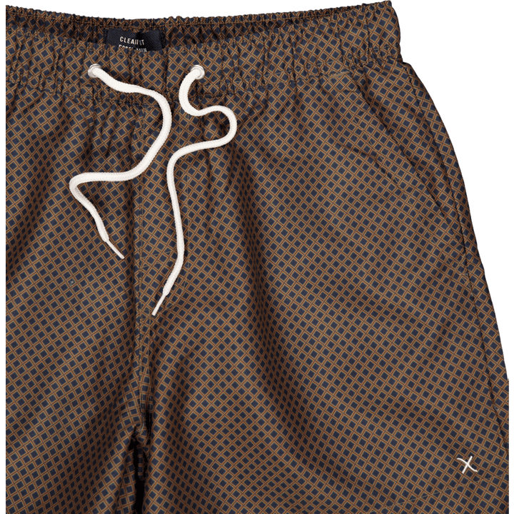 Badeshorts Dark Navy / Orange Square