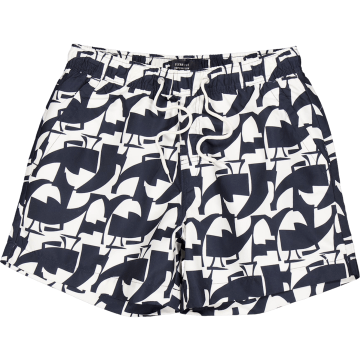 Swim Shorts Navy / Ecru Graphic