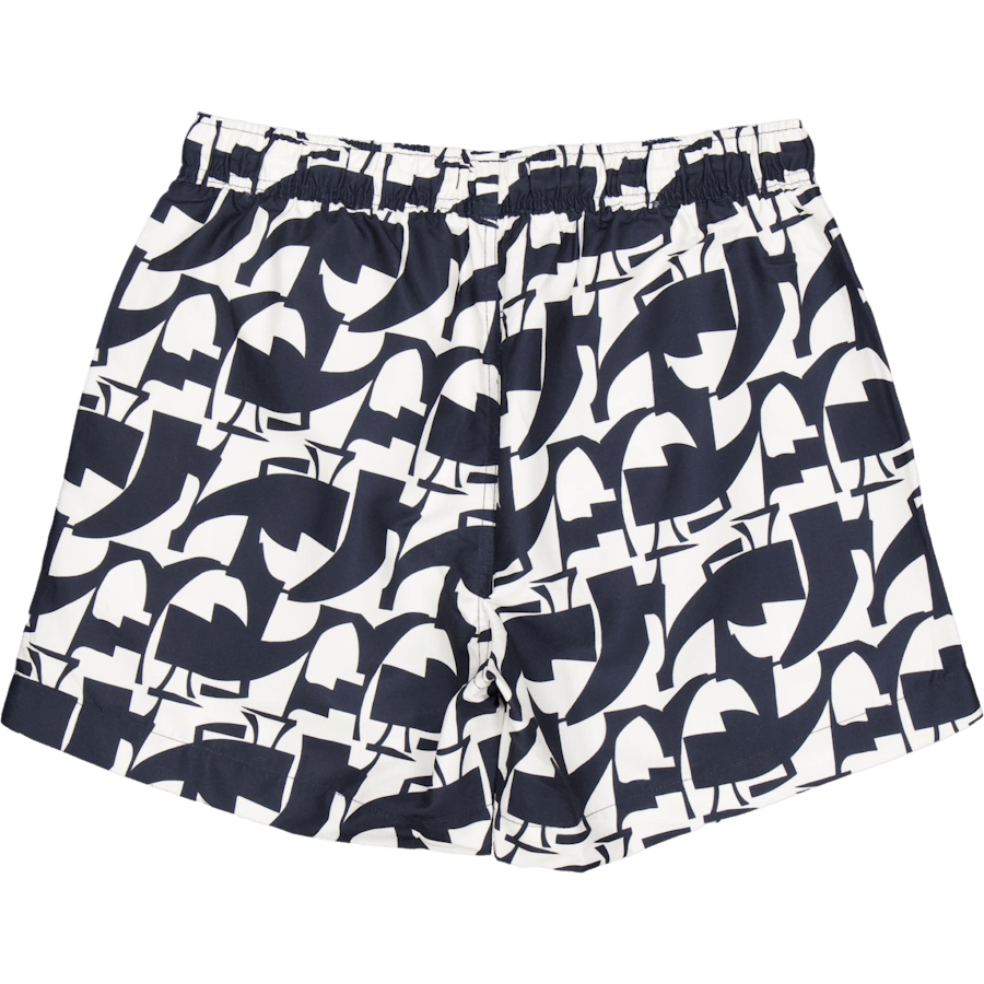 Swim Shorts Navy / Ecru Graphic