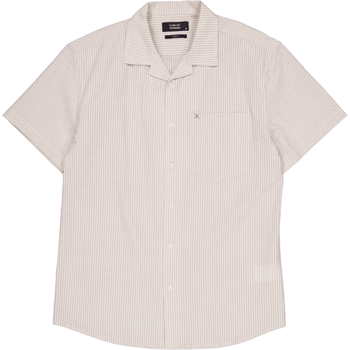 Bowling Matti Seersucker Hemd Ecru/khaki Stripe