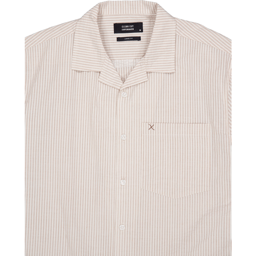 Bowling Matti Seersucker Hemd Ecru/khaki Stripe
