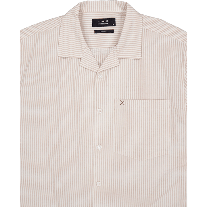Bowling Matti Seersucker Hemd Ecru/khaki Stripe