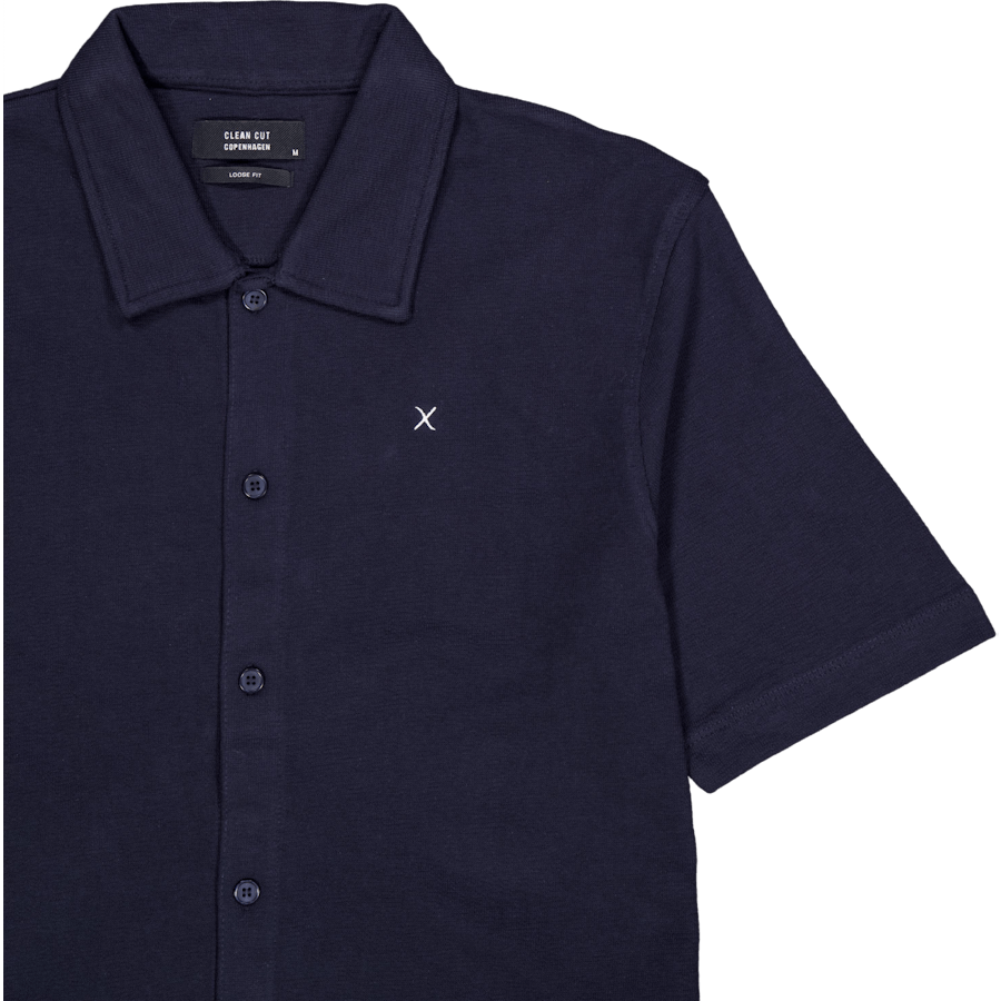 Calton Strukturiertes Hemd S/s Dunkelmarine