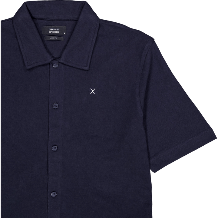 Calton Strukturiertes Hemd S/s Dunkelmarine
