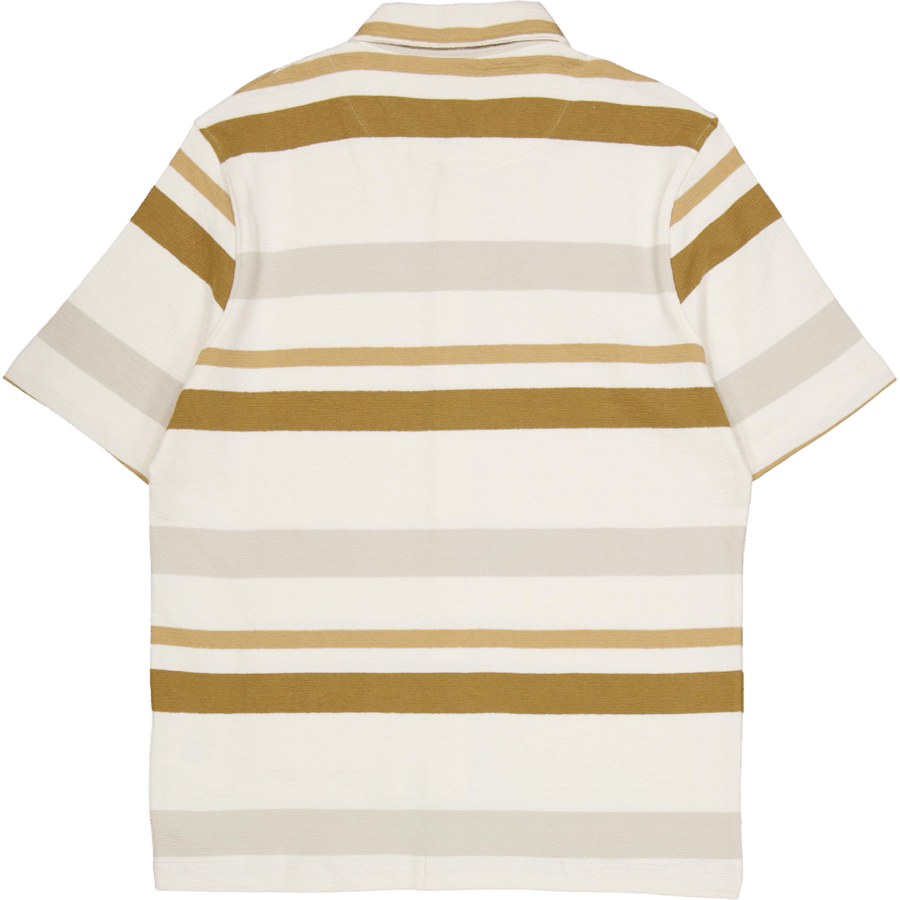 Calton - Camicia strutturata a righe ecru/kaki a righe