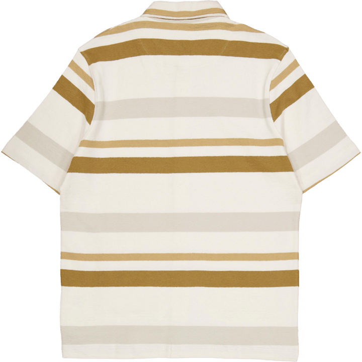 Calton - Camicia strutturata a righe ecru/kaki a righe