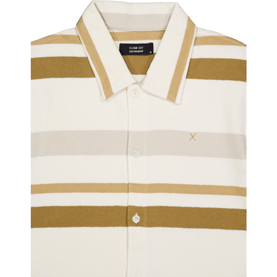 Calton - Camicia strutturata a righe ecru/kaki a righe