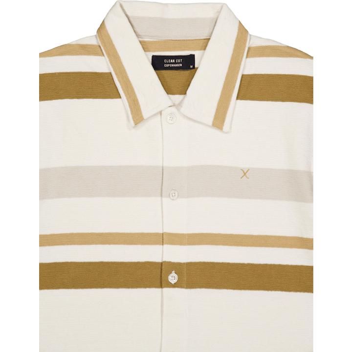 Calton - Camicia strutturata a righe ecru/kaki a righe