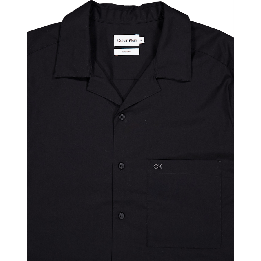 Poplin Cuban Collar S/s Shirt Beh-ck Black