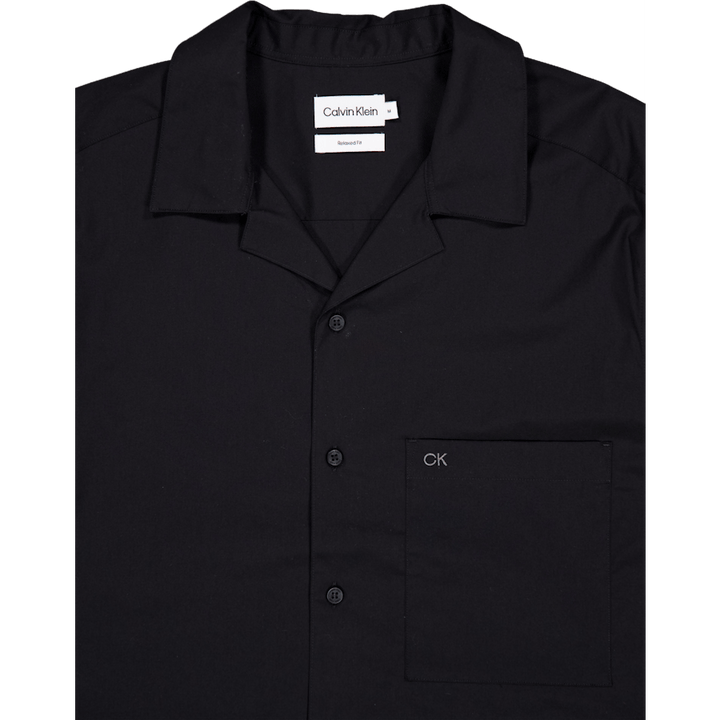 Poplin Cuban Collar S/s Shirt Beh-ck Black