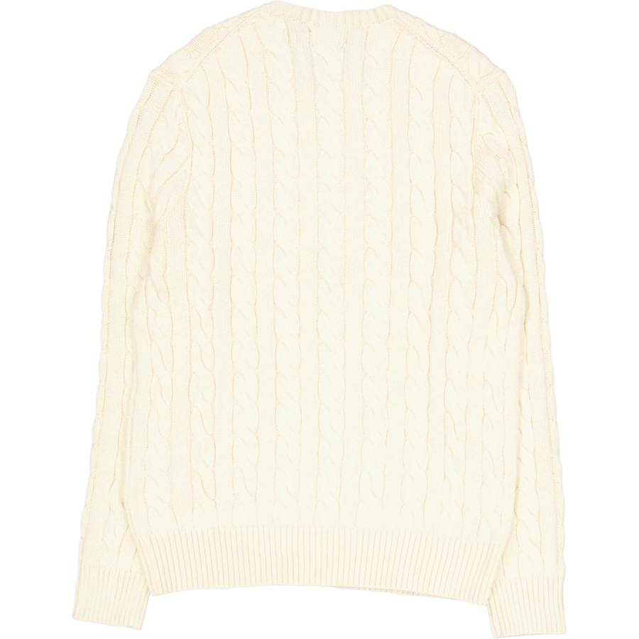 Kabelgebreide Katoenen Trui Andover Crème