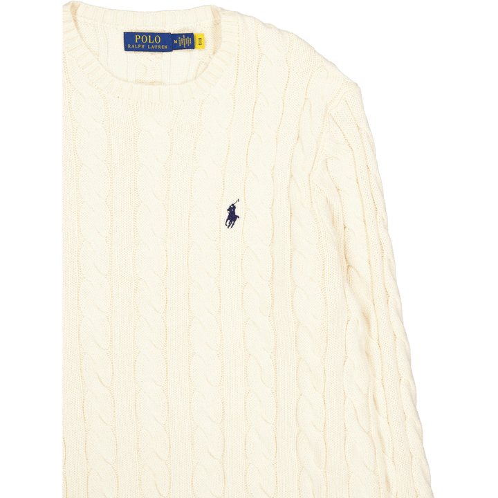 Kabelgebreide Katoenen Trui Andover Crème