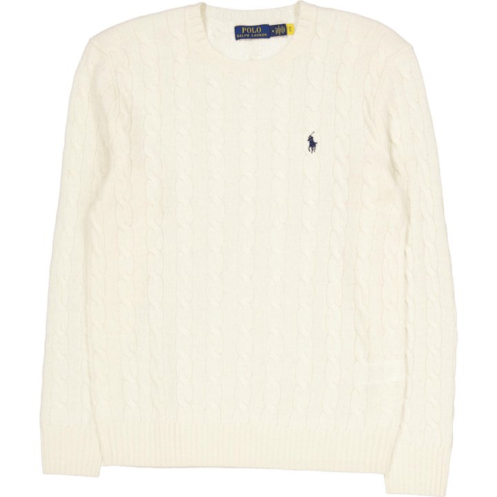 Kabelgebreide Wol-Kasjmier Trui Andover Crème