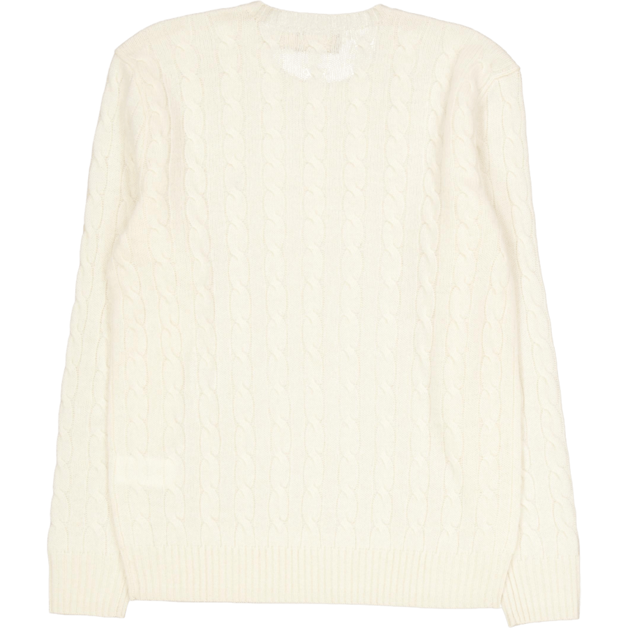 Kabelgebreide Wol-Kasjmier Trui Andover Crème