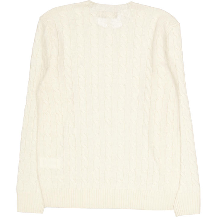 Kabelgebreide Wol-Kasjmier Trui Andover Crème