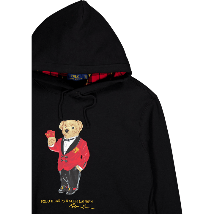 Lunar New Year Polo Bear Fleece Hoodie Polo Svart