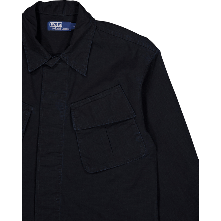 Classic Fit Ripstop Utility Shirt Polo Schwarz
