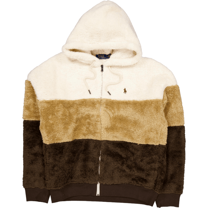 Felpa con cappuccio in pile color-blocked Crema Inverno Multi