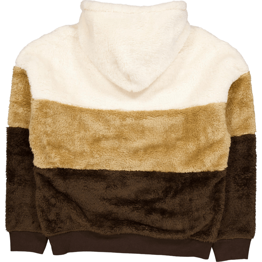 Felpa con cappuccio in pile color-blocked Crema Inverno Multi