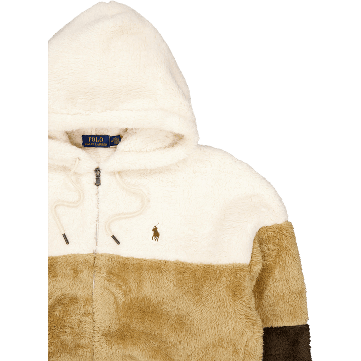 Felpa con cappuccio in pile color-blocked Crema Inverno Multi