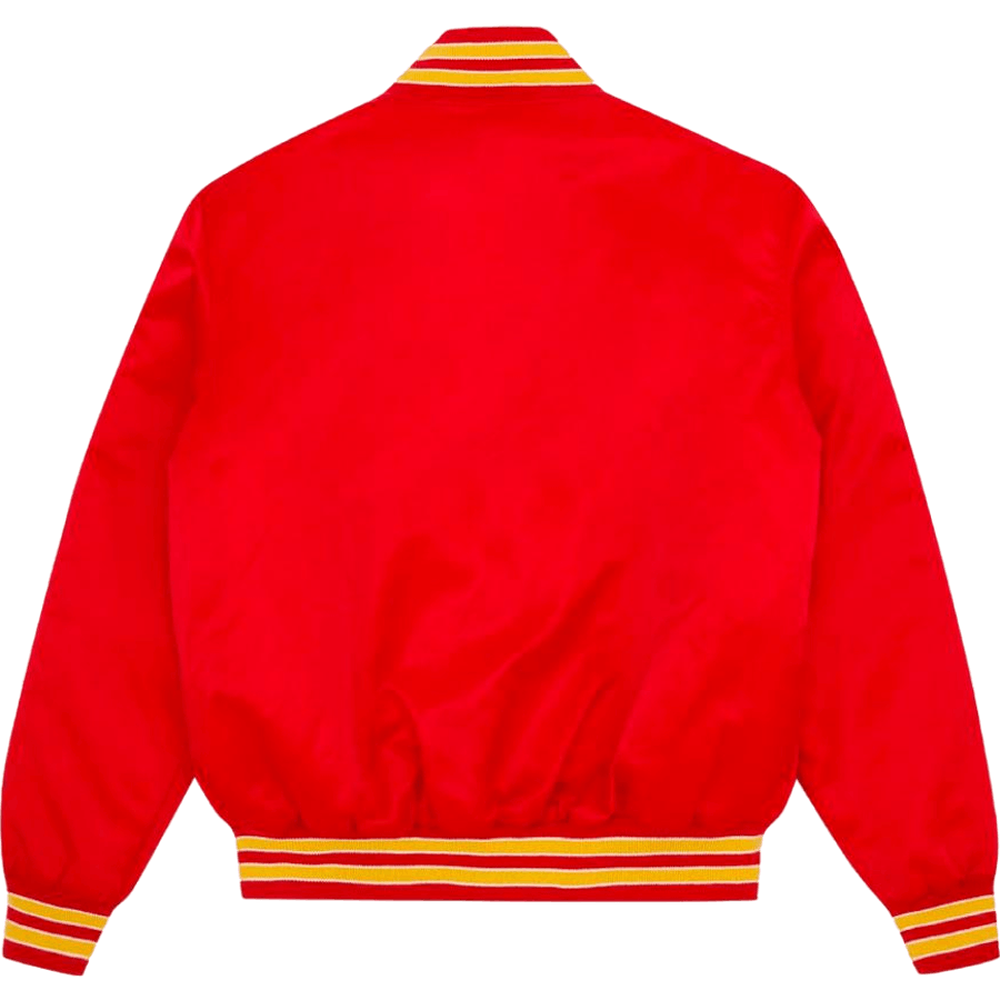 College Satin Bomber Red